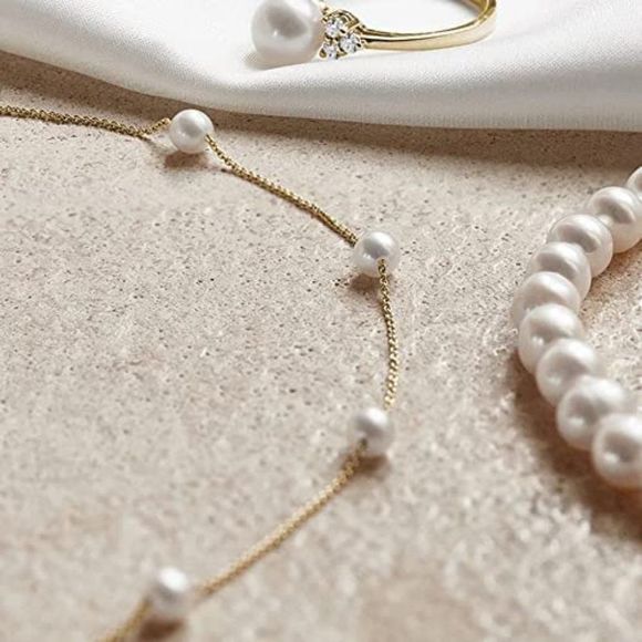 SHERLOVE Freshwater Pearl Necklace Women Gold Dainty Choker Necklace - Picture 6 of 6